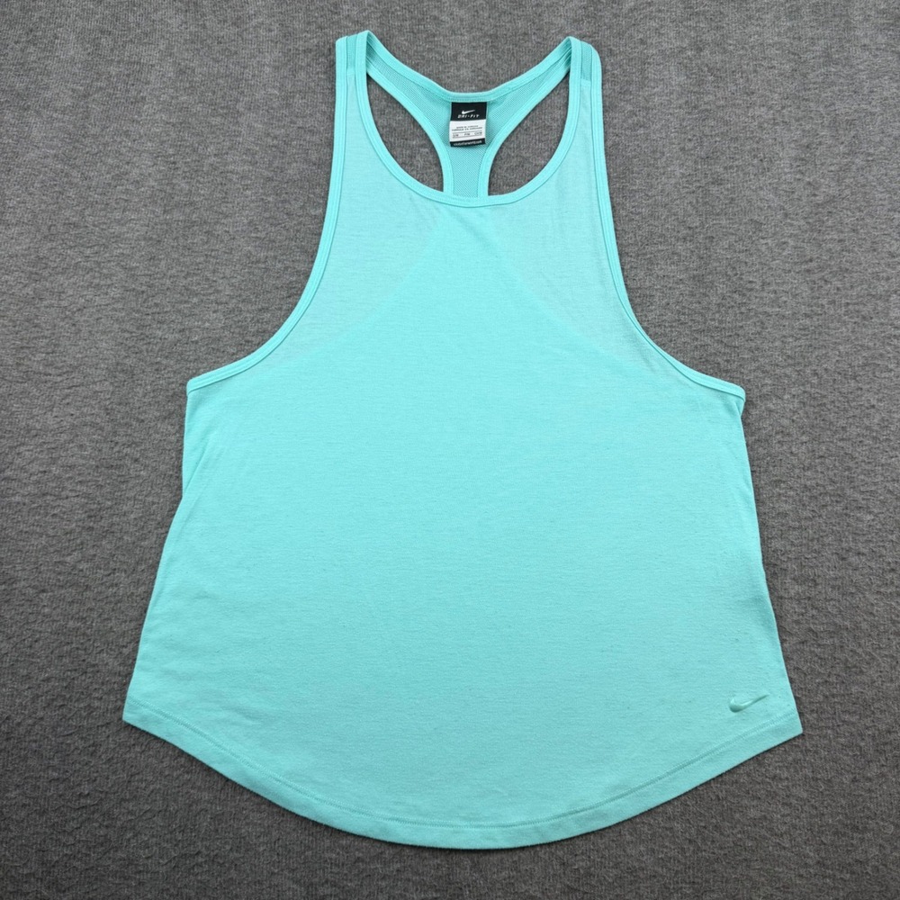 Nike Tank Top Women's Medium Turquoise Blue Dri-FIT Racerback‎ Mesh Activewear